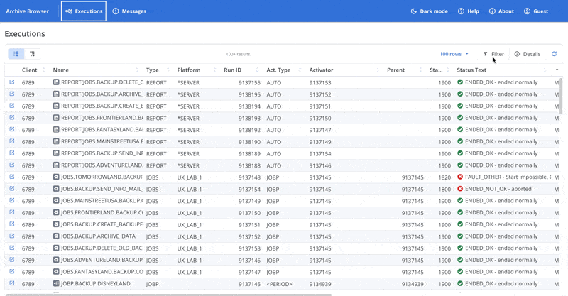 Search in Archive Browser